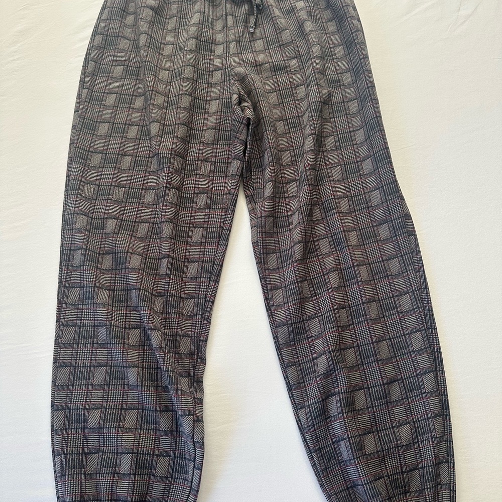 Ina Men's Black and Gray Plaid Joggers